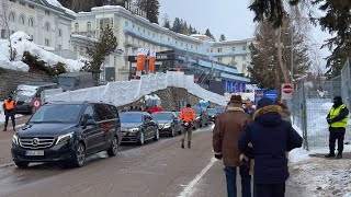 World Economic Forum 2024 Davos walk 🇨🇭 4K winter snow walking tour during the WEF [upl. by Seigler]