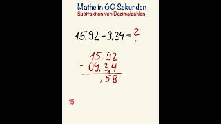 Subtraktion von Dezimalzahlen Mathe lernen mit Mathetipps 🧮🫶🏻 [upl. by Vladi]