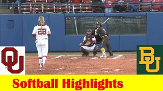 19 Baylor vs 1 Oklahoma Softball Game 1 Highlights March 22 2024 [upl. by Aneek114]