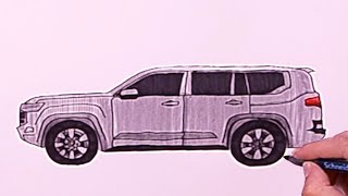 How to draw a Toyota Land Cruiser SUV [upl. by Lucio611]