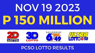 Lotto Result November 19 2023 9pm PCSO [upl. by Cornall465]