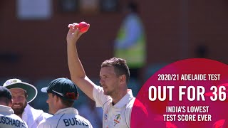 India all out for 36 I Fifth lowest Test score in history I Fox Cricket [upl. by Johna]