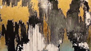 How To  Gold Leaf Abstract Contemporary Painting  Acrylic Paint and Gold Leaf Art [upl. by Hew190]