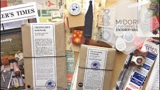 Midori Travelers Notebook Unboxing amp Stationery Haul [upl. by Refanej]