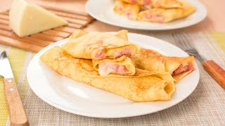 Crepes Salados CASEROS Rellenos de Jamón y Queso  Cenas Rápidas Fáciles y Económicas [upl. by Eetnahc648]