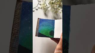 Evening sky painting ✨🌳🫧  Easy painting  Starry night painting shorts painting viralvideos [upl. by Tterab]