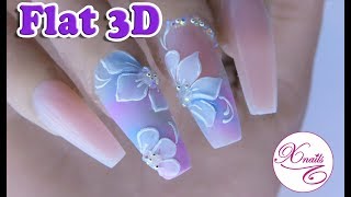 Como hacer Uñas con Flores en FLAT 3D 😍 con Gel PLASTILINA  PLASTIGEL🌸🌸 [upl. by Adnert]