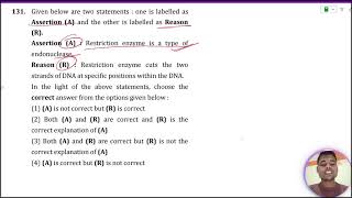 Assertion A Restriction enzyme is a type of endonuclease Reason R  Restriction enzyme cuts [upl. by Alyaj]