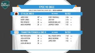 Frankston Peninsula 2nd XI v St Kilda 2nd XI [upl. by Tolecnal]