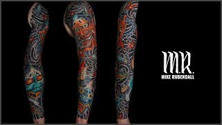 Mike Rubendall Tattoo Profile Vol 4 Hannya Sleeve [upl. by Nosliw]