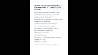 NRP 8th Edition Quiz Answers Part 1 Pre assessment 2023 with complete solution [upl. by Alle]