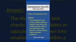 Disintegration test  DT interview QnA [upl. by Nyletac]