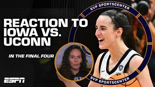 FULL REACTION Caitlin Clark and Iowa beat Bueckers amp UConn ADVANCE to National Championship 👀 [upl. by Mathi]