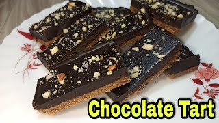 Chocolate Tart Recipe Without Any Mould  No Bake Chocolate Tart Cake Without Fire Oven Cream [upl. by Zeugirdor]