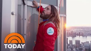 Jared Leto makes historic climb to top of Empire State Building [upl. by Sidnal]