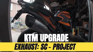 KTM 1290 Super Adventure SC Project Exhaust Installation muffler delete beforeafter sound [upl. by Ferri783]