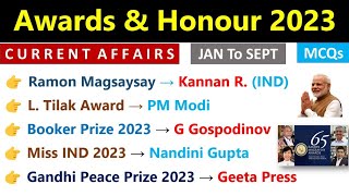 Awards amp Honours 2023 Current Affairs  Jan  Sept  Important Awards 2023 Current Affairs [upl. by Harp]