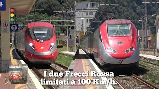 I due Freccia Rossa limitati a 100 kmhPonte Sfalassa autostrada del sole Salerno Reggio Calabria [upl. by Yanaton]