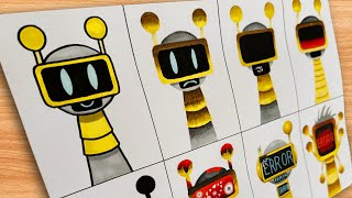 Drawing INCREDIBOX SPRUNKI  Fun Bot  Phase 1 vs Phase 2 vs Phase 3 vs Phase 4 vs Phase 5 vs [upl. by Rennob]