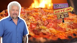 Guy Fieri Chows Down at Red Wagon Pizza in Minneapolis  Diners DriveIns and Dives  Food Network [upl. by Assyli909]