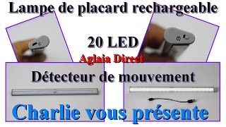 Aglaia Lampe de placard rechargeable avec 20 LEDs et détecteur de mouvement [upl. by Anyahc]