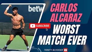 Carlos Alcaraz APOLOGIZES for WORST match ever Racket smash goes VIRAL [upl. by Cointon193]