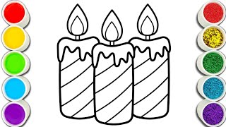 Colorful Candles Drawing Painting Coloring for Kids and Toddlers [upl. by Strephon]