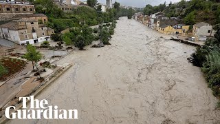 Extreme rainfall triggers flooding in parts of Spain [upl. by Ahidam]