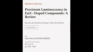 Persistent Luminescence in Eu2Doped Compounds A Review  RTCLTV [upl. by Venezia]