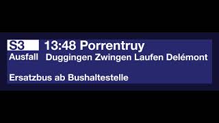 SBB Ansage  Information für Anschlussreisende Ae–Lfn–Dmt–Por in Aesch [upl. by Prebo3]