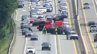 Overturned vehicle I77 in Davidson [upl. by Sikko]