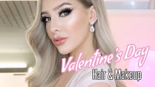 Valentines Day Soft cat eye makeup amp glam waves hair tutorial [upl. by Alitta726]