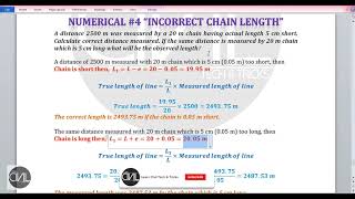 True length calculation with different incorrect chains in chain surveying  Numerical Solution [upl. by Sachiko]