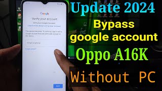 FRP Bypass Oppo A16K  Oppo A16k google account bypass  oppofrplockbypass [upl. by Ahscrop]