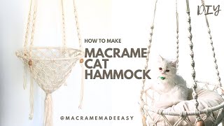 Diy macrame cat hammock tutorial l Kitten hanging bed l easy to make catbed catvideos hammock [upl. by Swart]