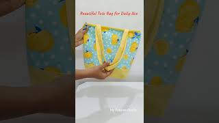 DIY Tote bag Easy Sewing Tutorial  Bag making at home  Handbag stitching and cutting shorts bag [upl. by Iznekcam]