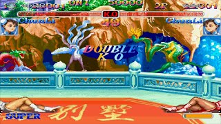 Capcom Fighting Collection STEAM HSFII ChunLi Mirror Match Double KOs with Hakendoyle 62524 [upl. by Ing]