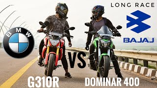 DOMINAR 400 VS BMW G310R Long Race  GPS speed test  who will win [upl. by Stevana]