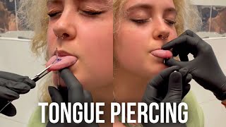 Tongue Piercing Process 😱 WOULD YOU DO THIS [upl. by Tierney]