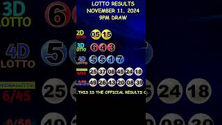 Lotto Result November 11 2024 9pm Draw shorts [upl. by Amak]