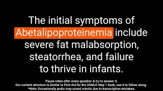 Comprehensive Review of Abetalipoproteinemia QampA Format for USMLE Step 1 Preparation [upl. by Thurber]