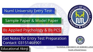 NUML Entry Test Preparation 2024  Numl Entry Test Syllabus and Pattern  Bs Applied Psychology [upl. by Vescuso409]