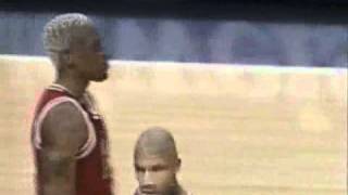 Dennis Rodman alleyoop to Michael Jordan [upl. by Annawit339]