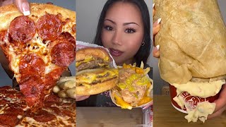 tiktok mukbang compilation 42  pizza chipotle and more [upl. by Grani988]