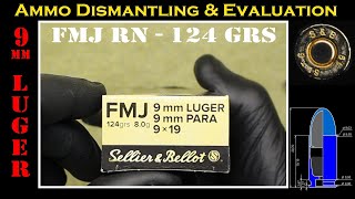 9mm ammo Deconstruction Sellier amp Bellot 124gr FMJ  V310492  SB9B Ammo Dismantling amp Evaluation [upl. by Enidan]