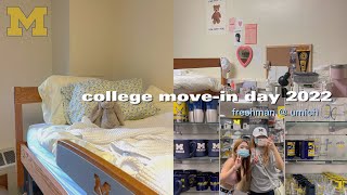 COLLEGE DORM MOVEIN DAY 2022  umich west quad freshman vlog [upl. by Ailekat]