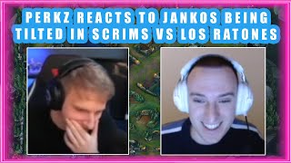 Perkz Reacts to JANKOS Being TILTED in SCRIMS vs LOS RATONES 👀 [upl. by Amis]