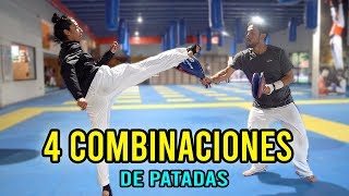 4 COMBINACIONES DE PATADAS PARA TAEKWONDO [upl. by Aliuqehs]