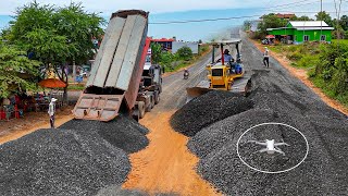 Perfectly action of Dozer D41p Pushing Mixed Stone M30 In Road Construction [upl. by Kevan]