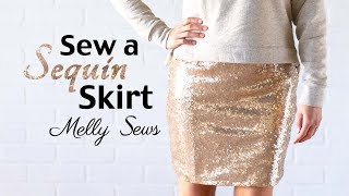 How to Sew a Sequin Skirt  Sewing with Sequin Fabric [upl. by Herrera728]